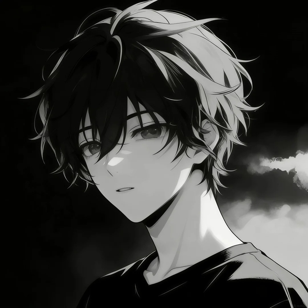 ảnh anime nam buồn đen trắng