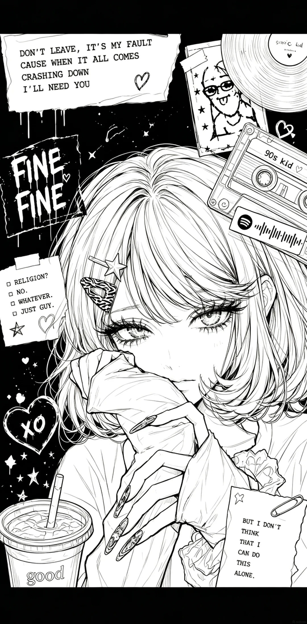 ảnh anime trắng đen 29