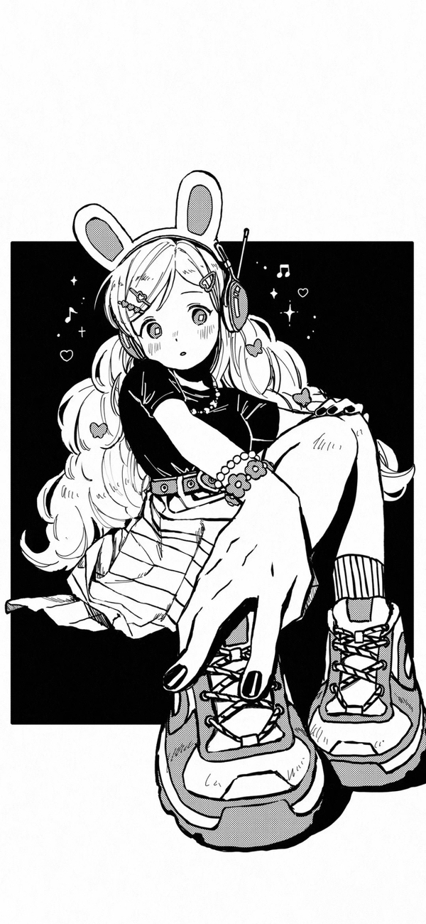 ảnh anime trắng đen 37