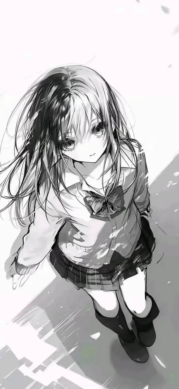 ảnh anime trắng đen 8