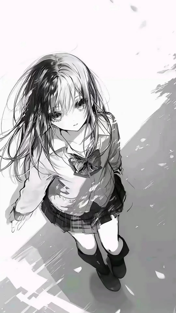 ảnh anime trắng đen 9